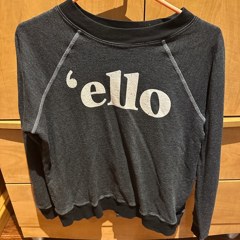 Wildfox Dark Gray Sweatshirt with White 'ello' Print
